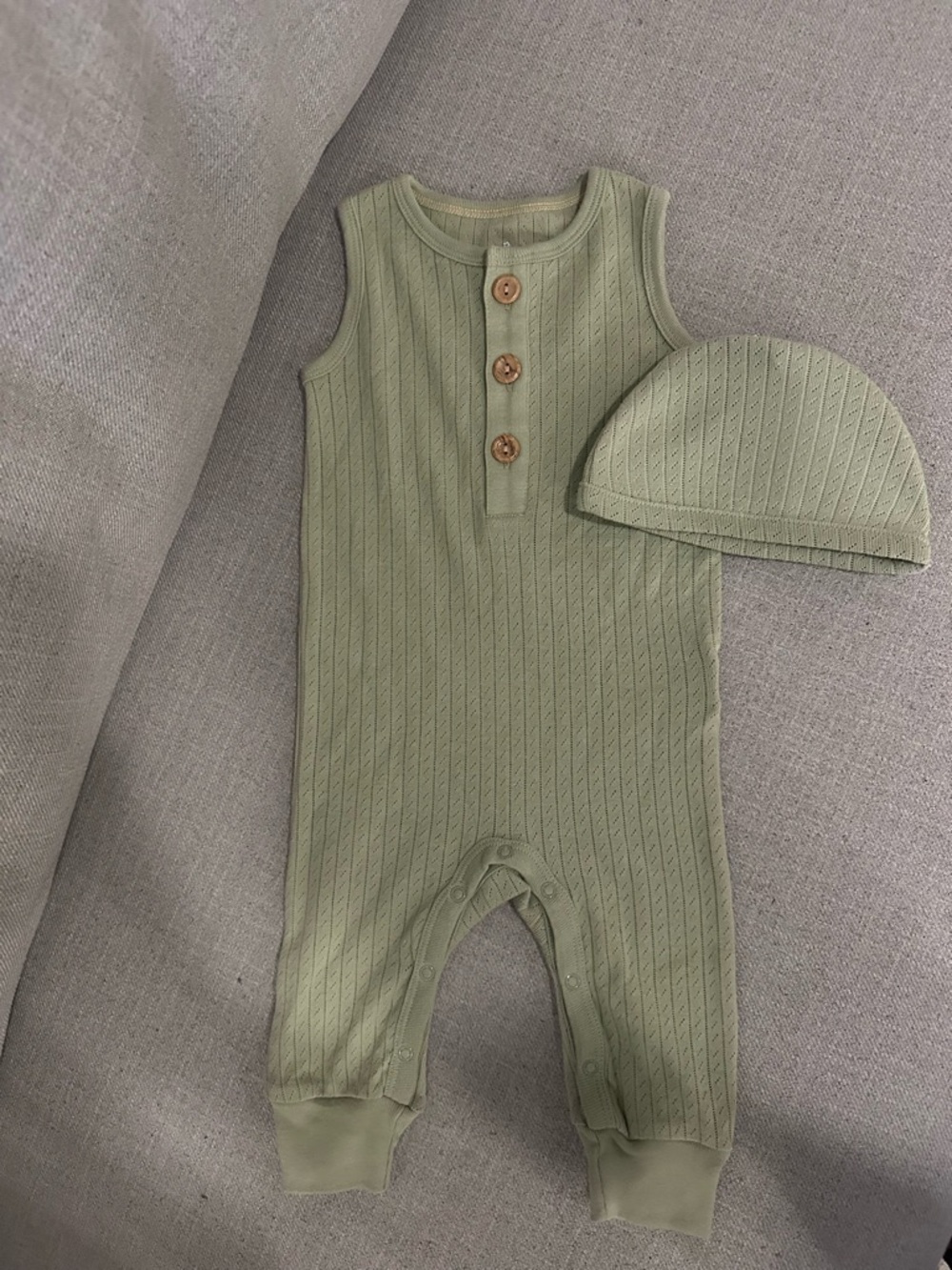 cloud island Knit Baby Romper and Beanie Set